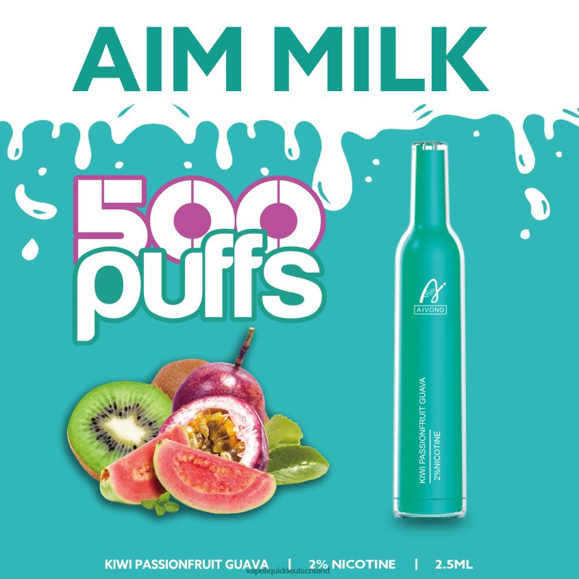 Aivono AIM MILK 500 Kiwi, Passionsfrucht, Guave - 62BZJ6272 Vape Liquid