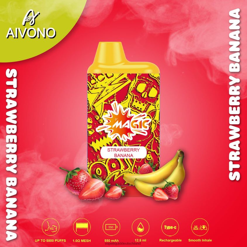 Aivono AIM MAGIC 5800 Mundbox-Zigarette Erdbeerbanane - 62BZJ693 Vape Deutschland