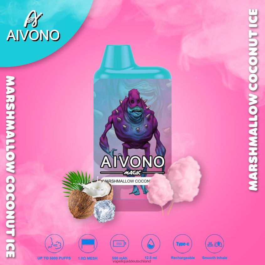 Aivono AIM MAGIC 5800 Mundbox-Zigarette Marshmallow-Kokos-Eis - 62BZJ695 Vape Deutschland