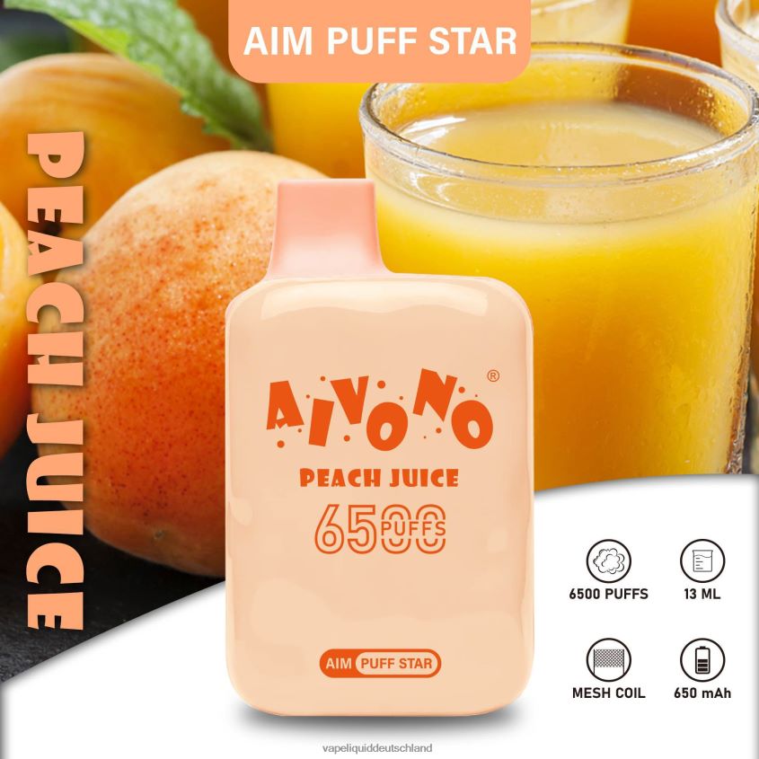 Aivono AIM PUFF STAR 6500 Pfirsichsaft - 62BZJ6289 Vape Deutschland