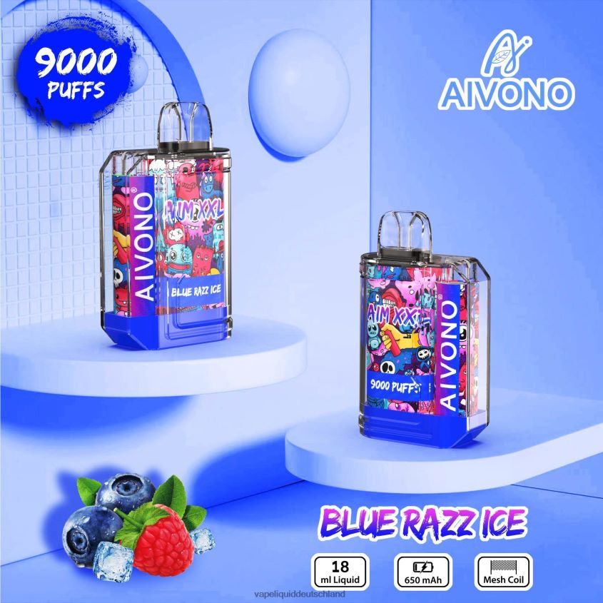 Aivono AIM XXL 9000 Mundaufkleber transparent blaues Razz-Eis - 62BZJ654 Vape Liquid