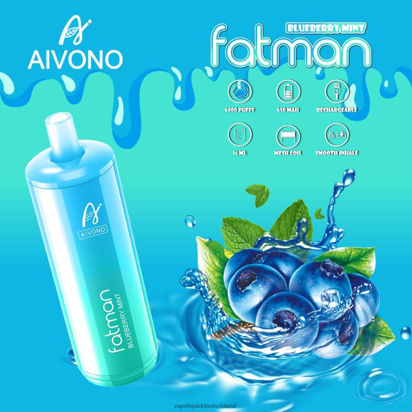 Aivono FATMAN 6800 Blaubeerminze - 62BZJ622 Vape Liquid