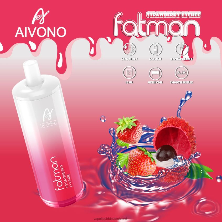 Aivono FATMAN 6800 Erdbeer-Litschi - 62BZJ623 Vape Deutschland