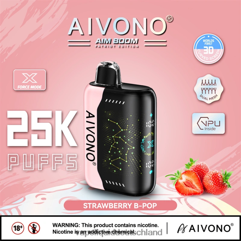 Aivono AIM BOOM 25000 Erdbeer-B-Pop - 62BZJ6352 Vape Liquid
