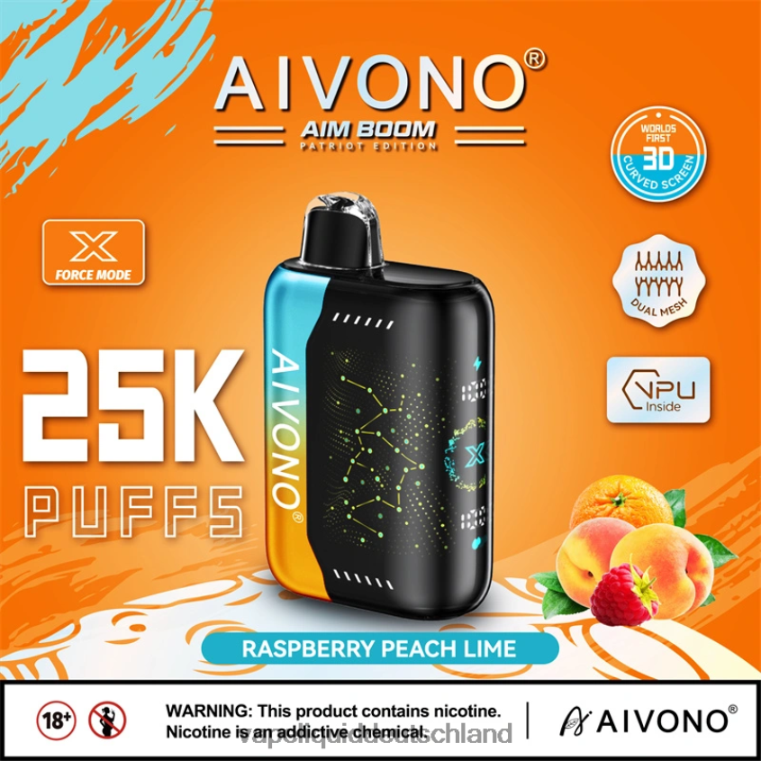 Aivono AIM BOOM 25000 Himbeer-Pfirsich-Limette - 62BZJ6350 Vape Liquid