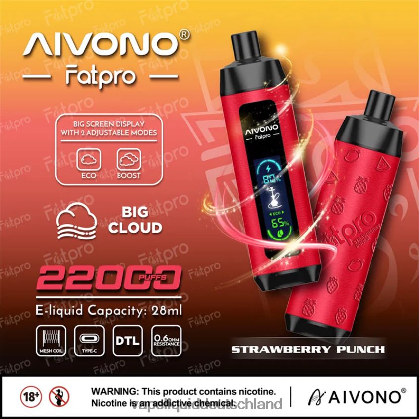 Aivono Fatpro 22000 Erdbeerpunsch - 62BZJ68 Vape Liquid
