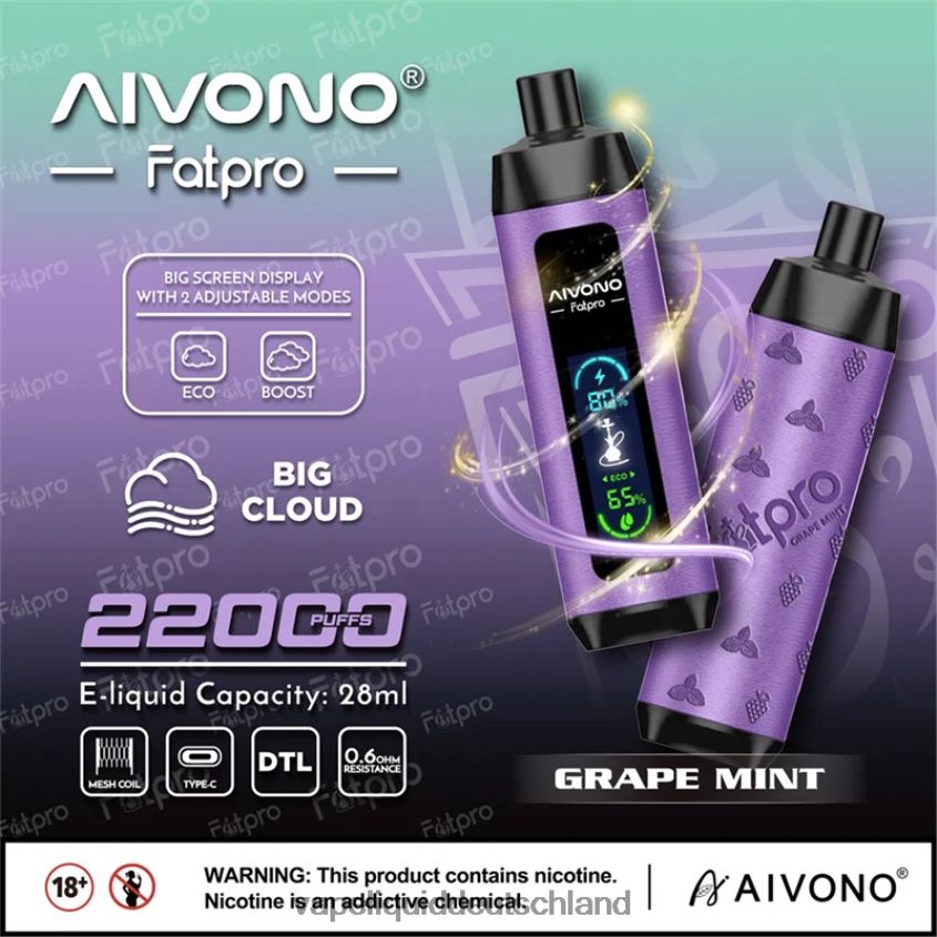 Aivono Fatpro 22000 Traubenminze - 62BZJ62 Vape Liquid