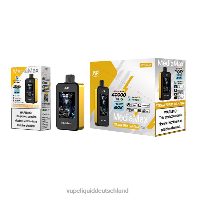 P0BNJ16 Vape 12000 züge -JNR MediaMax 40.000 Puff Erdbeerbanane