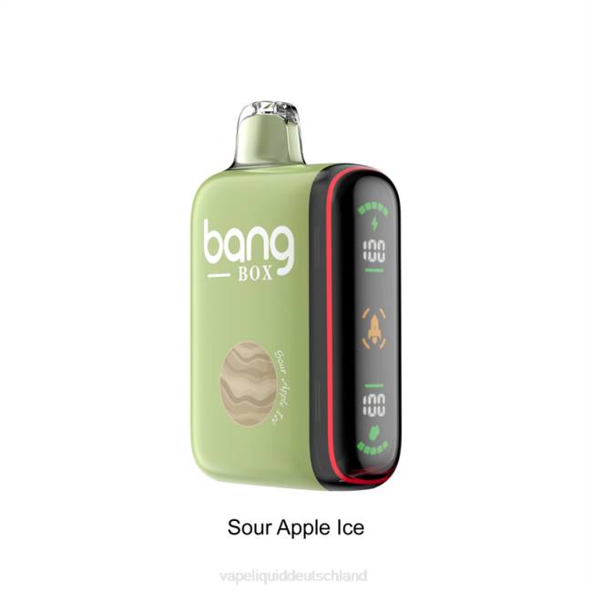 Vape Deutschland 066428 saures Apfeleis - Bang Box 9000–18000 Züge, intelligente Leistungsanzeige