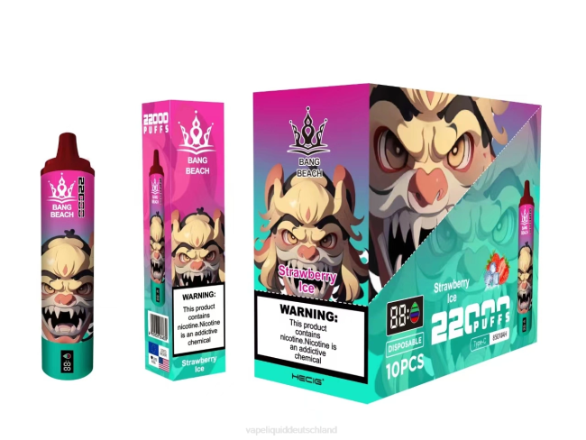Vape Liquid 066420 Erdbeereis - Bang Beach 22000 Züge intelligenter Bildschirm