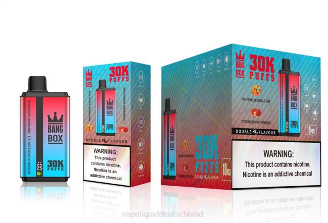 Vape Liquid 066468 Wassermelonen-Kaugummi und Erdbeer-Wassermelone - Bang Box 30.000 Züge, zwei Geschmacksrichtungen