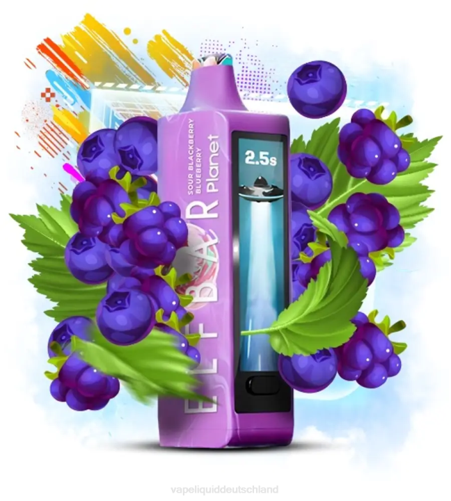 Vape Liquid 402J22 - saure Brombeere, Blaubeere Elf Bar Planet 25000