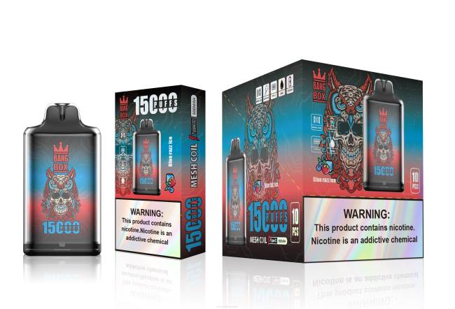 Vape Ohne Nikotin 0664108 blaues Razz-Eis - Bang Box s1-15000 Züge