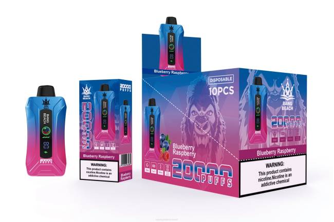 Vape Ohne Nikotin 066412 Blaubeer-Himbeere - Bang Beach 20000 Züge Smart Screen Vape