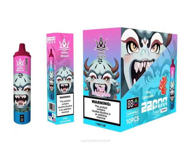 Vape Ohne Nikotin 066415 rosa Limonade - Bang Beach 22000 Züge intelligenter Bildschirm