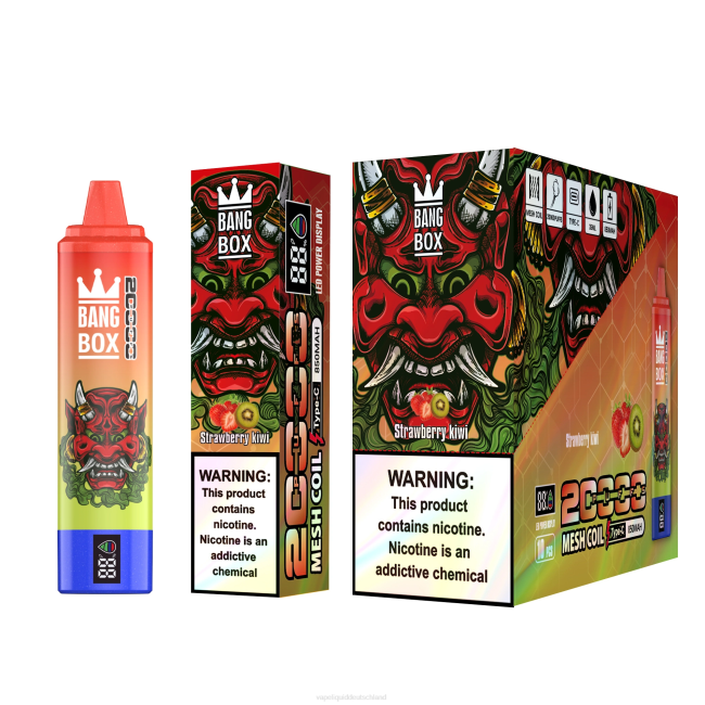 Vape Ohne Nikotin 066451 Erdbeer-Kiwi - Bang Box 20.000 Züge intelligenter Bildschirm