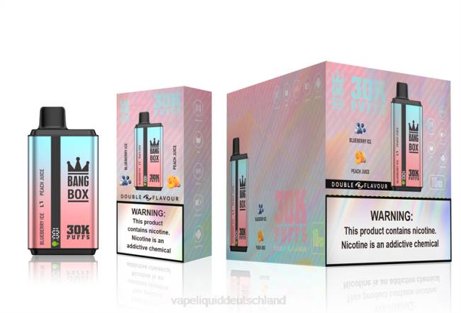 Vape Ohne Nikotin 066463 Blaubeereis und Pfirsichsaft - Bang Box 30.000 Züge, zwei Geschmacksrichtungen