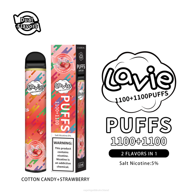 LF6X293 Vape Deutschland - Zuckerwatte/Erdbeere LAVIE BAR Switch 2200 Züge