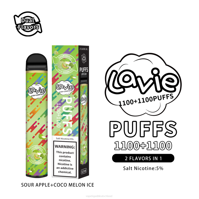 LF6X297 Vape Deutschland - saures Apfel-/Kokosmeloneneis LAVIE BAR Switch 2200 Züge