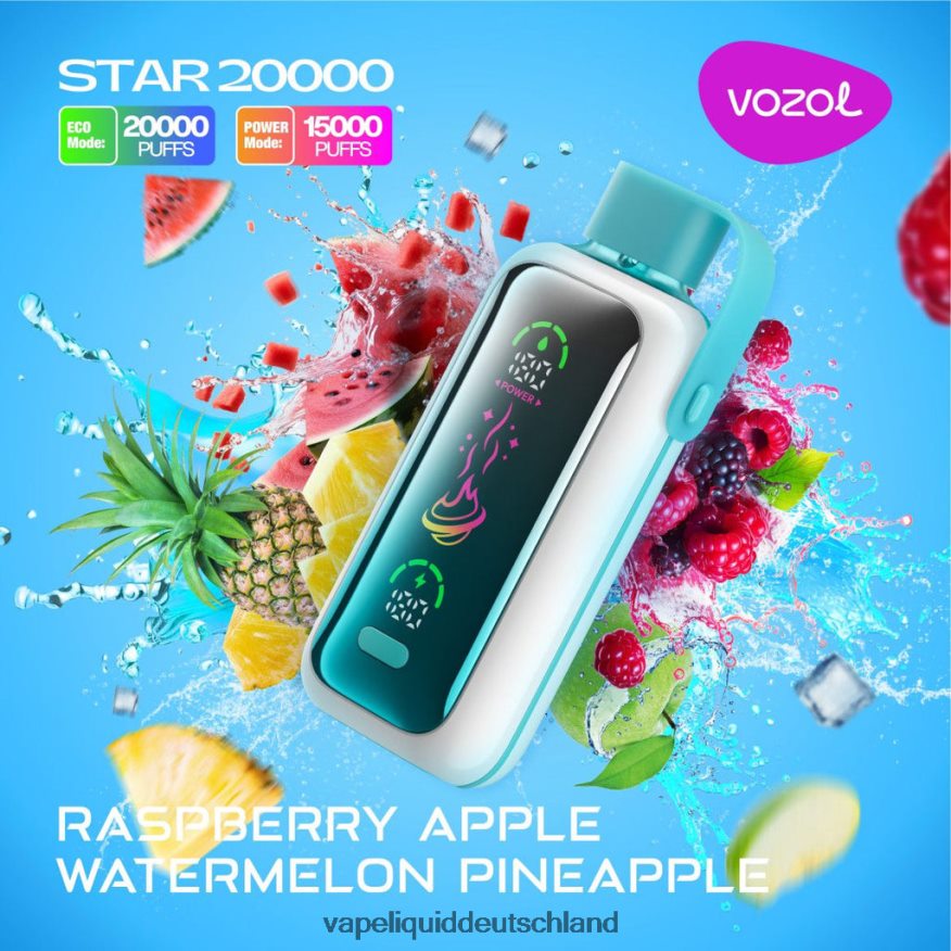 VOZOL STAR 20000 R6FT6618 Himbeere, Apfel, Wassermelone, Ananas Vape Ohne Nikotin