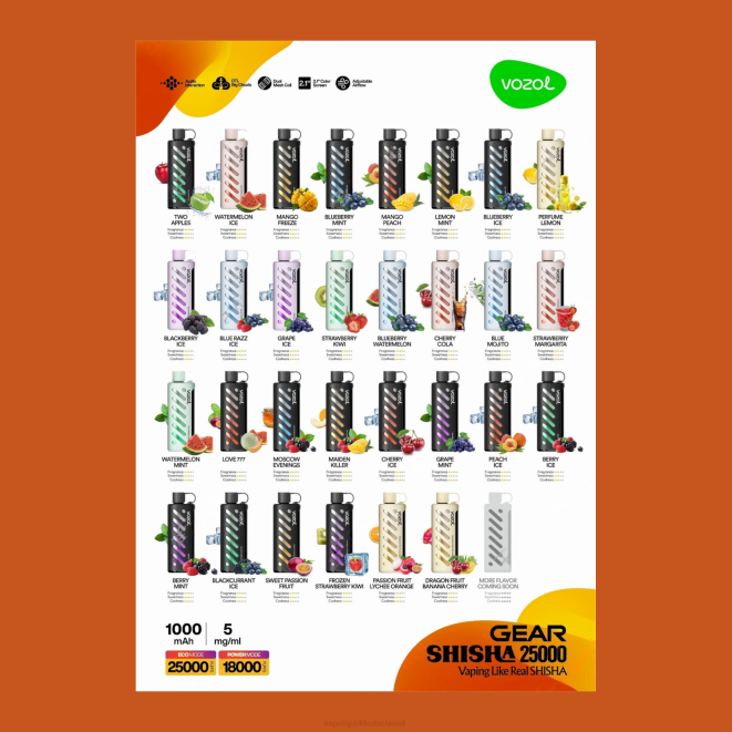 Vape Deutschland 6J681 VOZOL Getriebe Shisha 25000