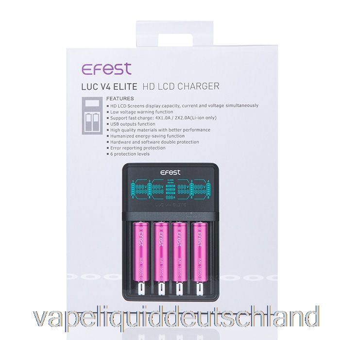 Efest Luc V4 Elite HD LCD Ladegerät Vape Liquid