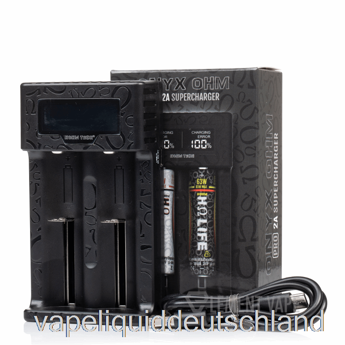 Hohm Tech Onyx Ohm 2A Matrix Display Ladegerät 2-Bay Ladegerät Vape Liquid