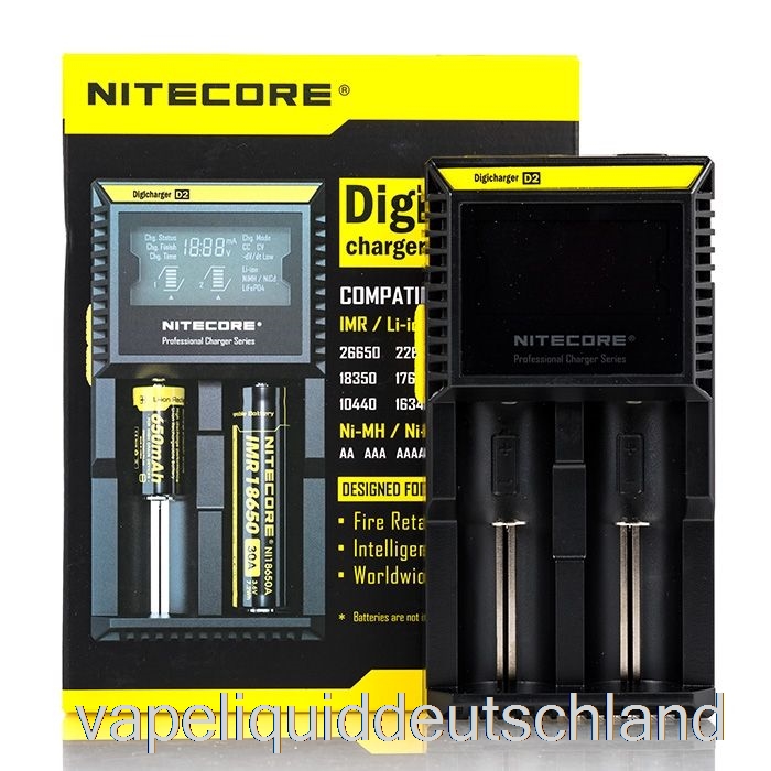 Nitecore D2 Akkuladegerät (2-Schacht) Vape Deutschland